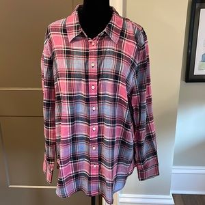 NWT Talbots Glitter Plaid Button Up - XL